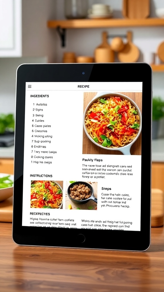 User Interface Design for Recipe Applications User interface design of a recipe application on a tablet with vibrant recipe display.
